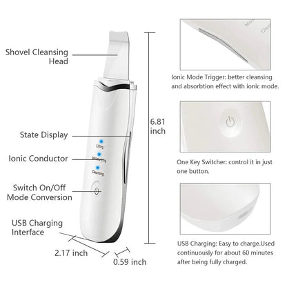 3-in-1 Ultrasonic Facial Spatula For Deep Cleansing, Electric